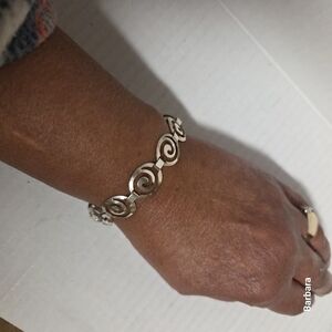 Vintage Sterling Silver Italy SLF 925 Greek Spiral Tennis Bracelet
